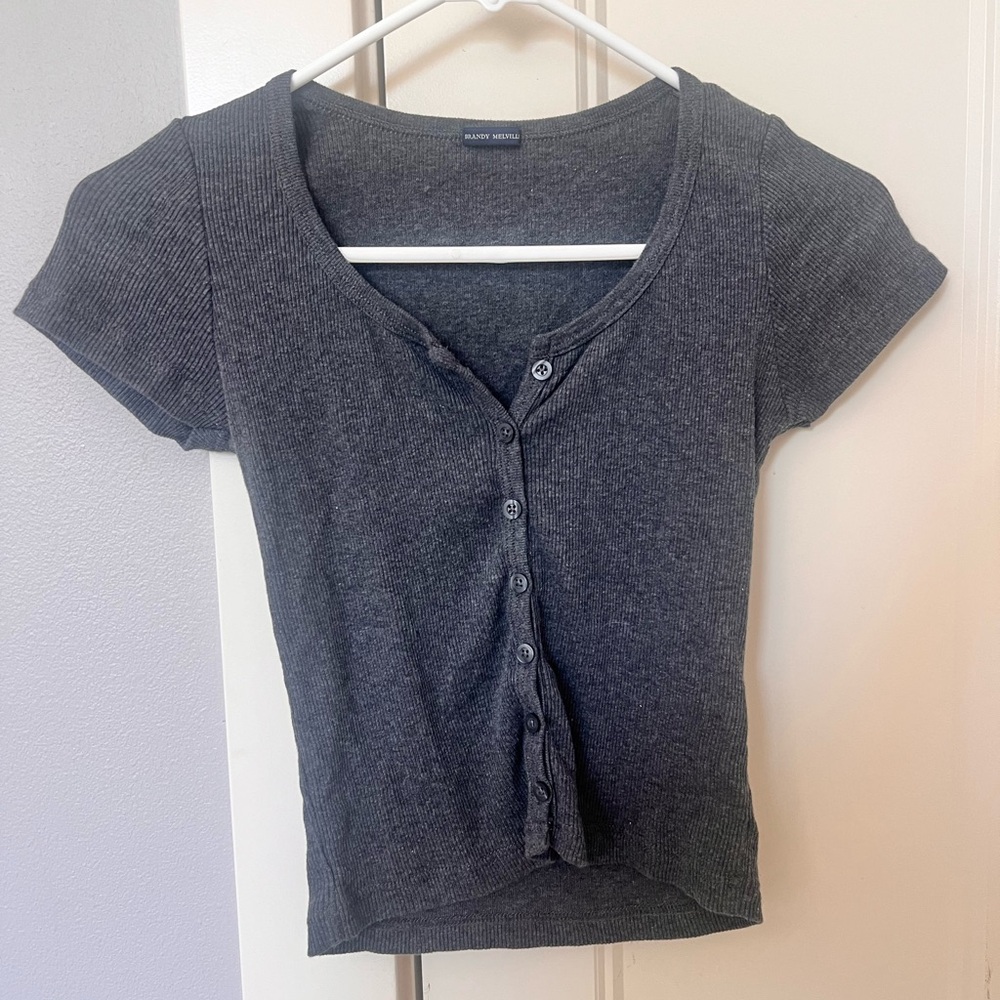 Brandy Melville dark grey button top women’s size small